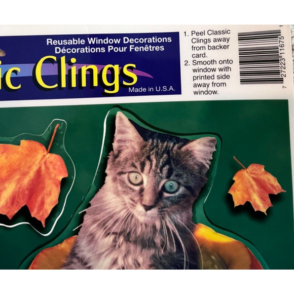 Halloween Cats & Dogs Plastic Window Clings Vintage NOS - Picture 5 of 7